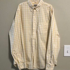 J.Crew Shirt Top Checked button down SZ L Yellow White